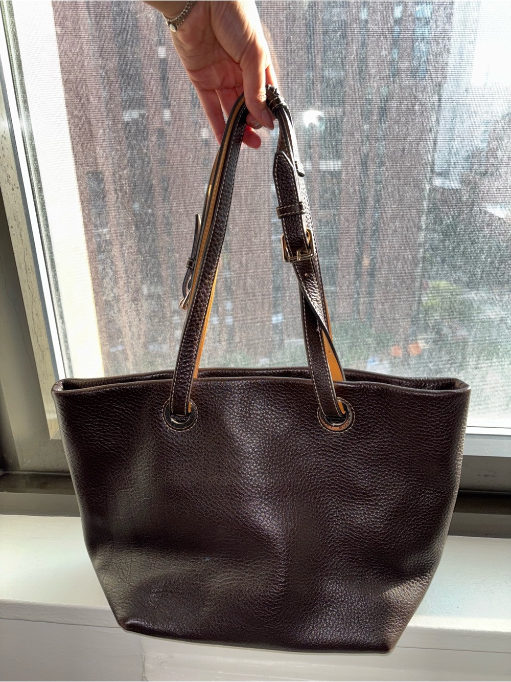 Dooney & Bourke Classic Leather Tote Bag - Dark Brown